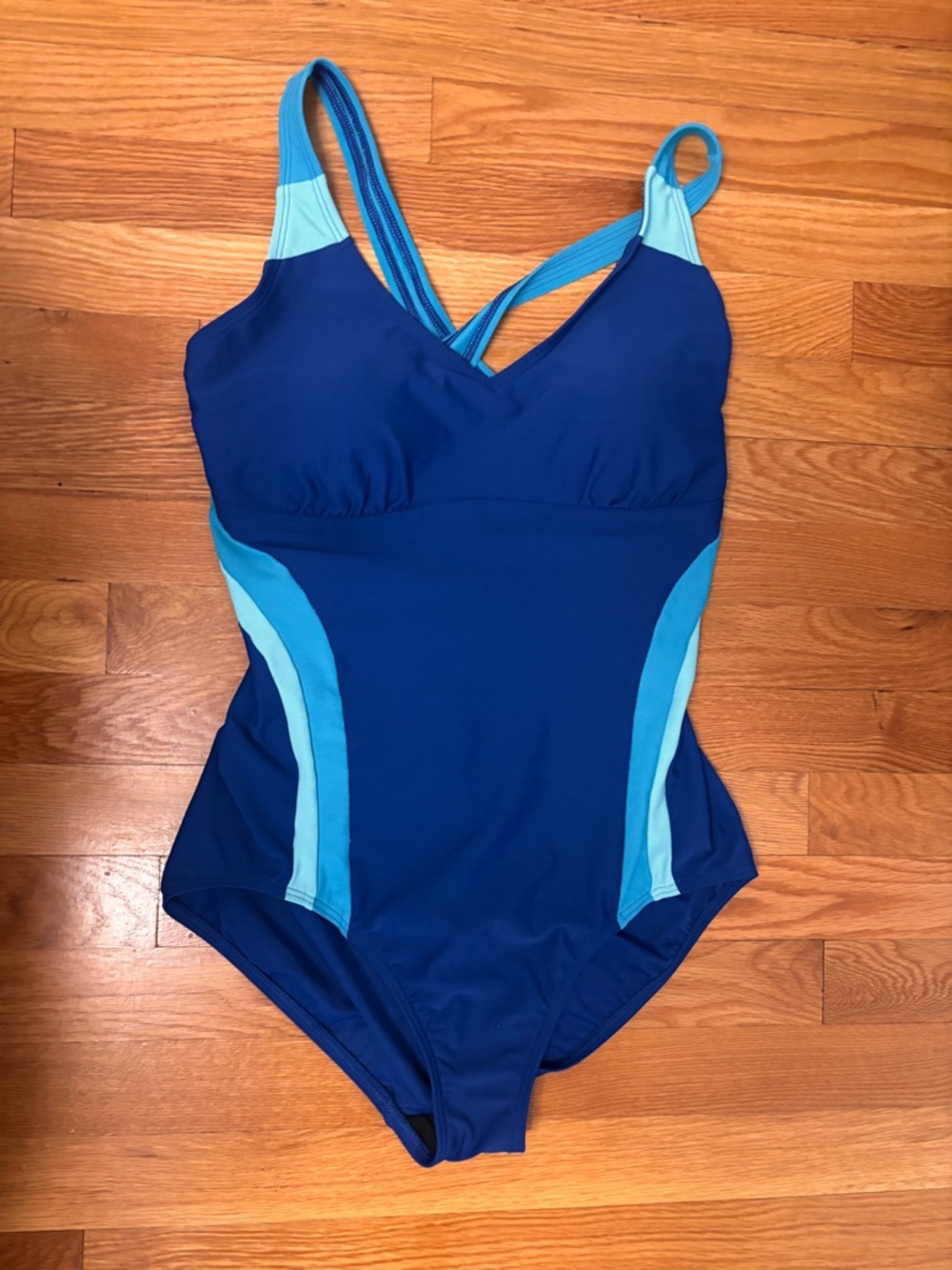 Lands' End Royal Blue One-Piece Swimsuit with Aqua Accents